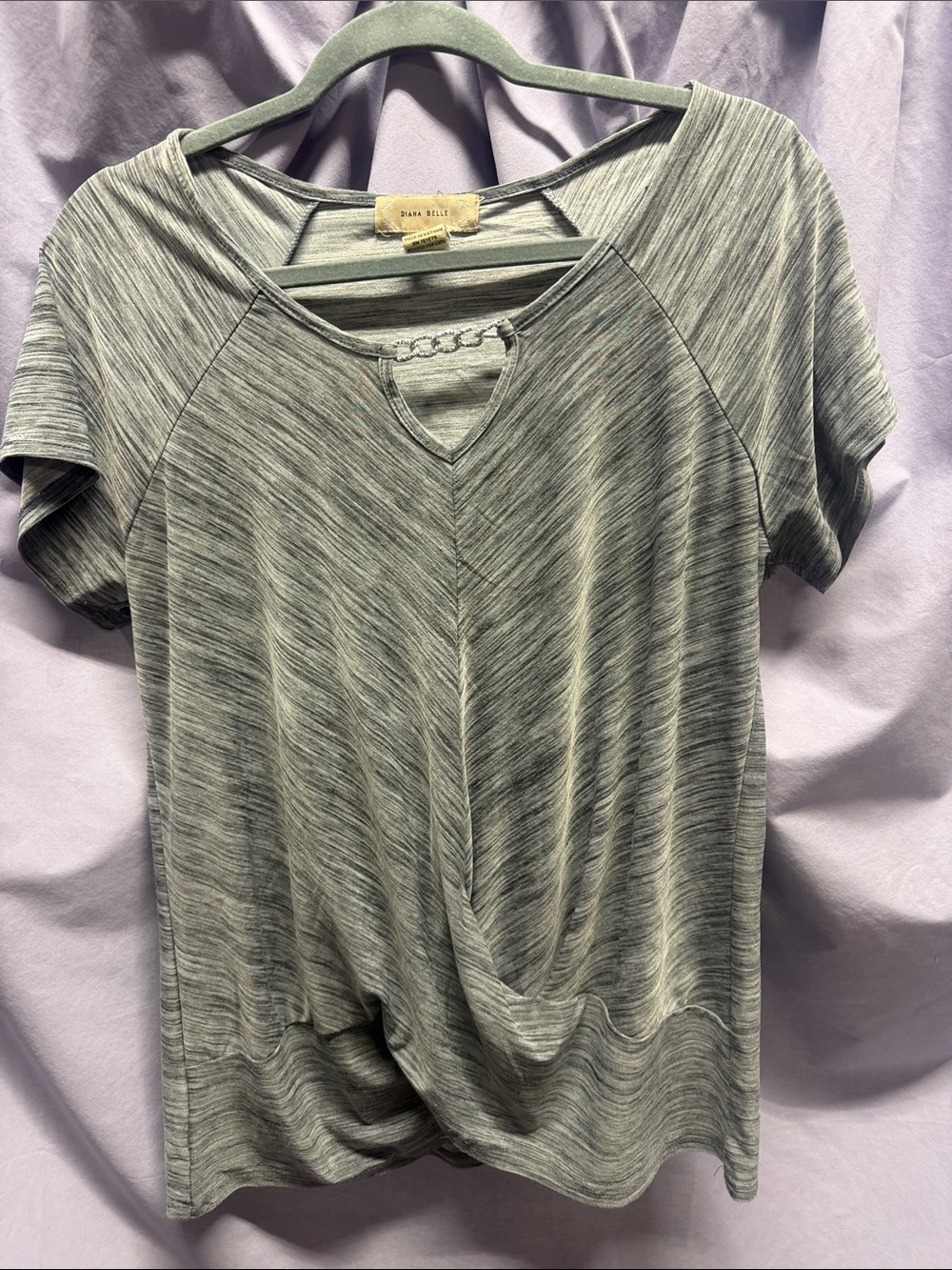 Diana Belle Heather Gray Short Sleeve Twist Front Tee